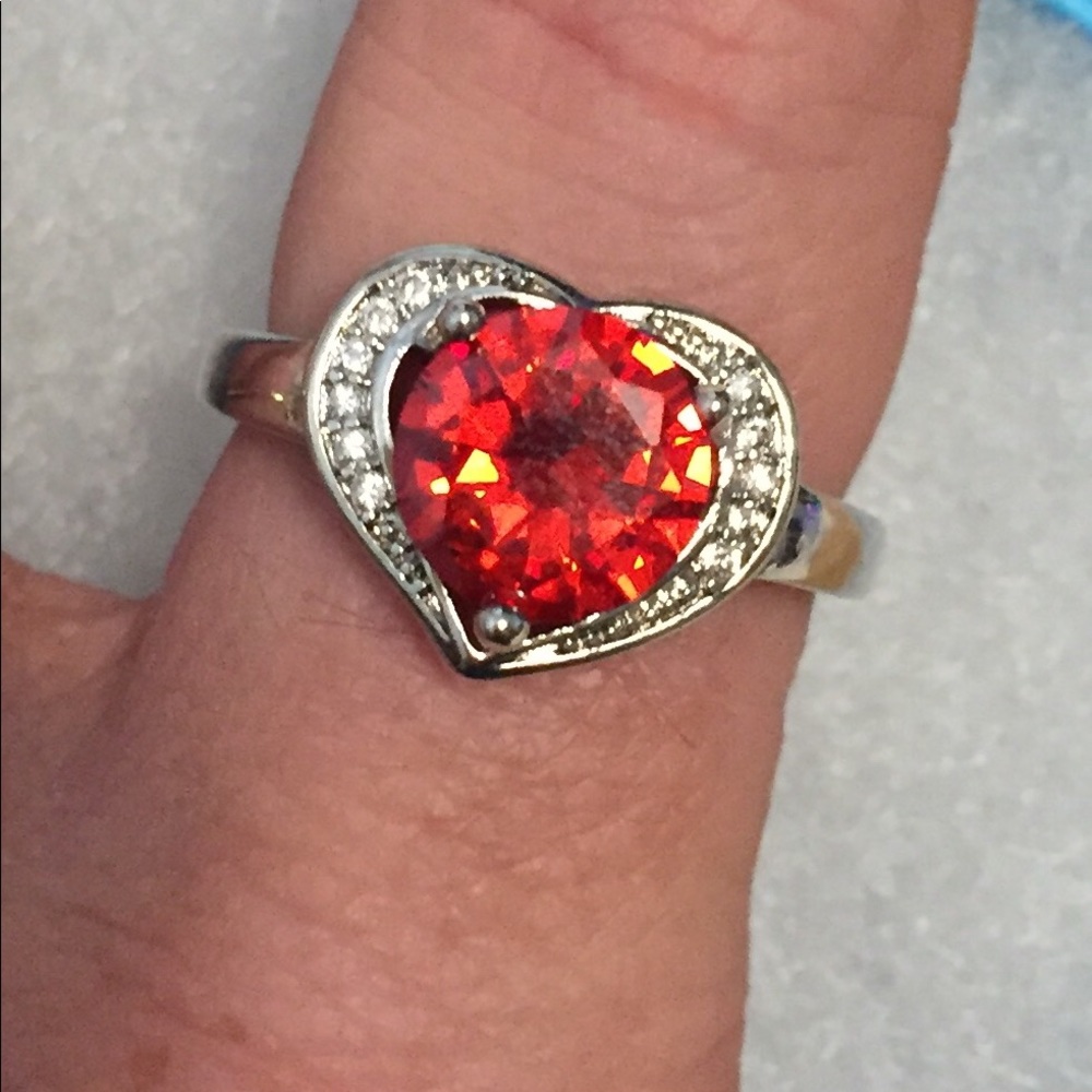 Fashion 925 Heart Gemstone Ring